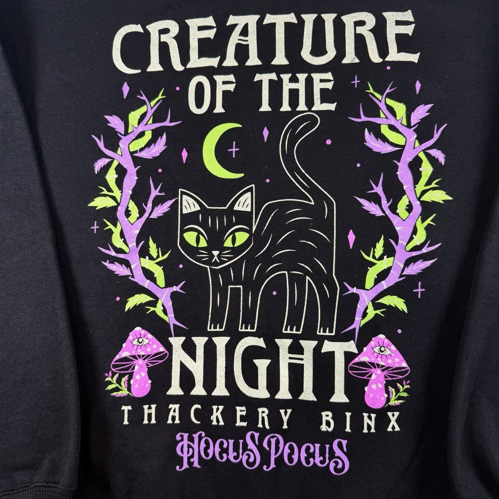Disney Hocus Pocus Binx Cat Sweatshirt Size S 4/6 Black Goth Halloween Crewneck